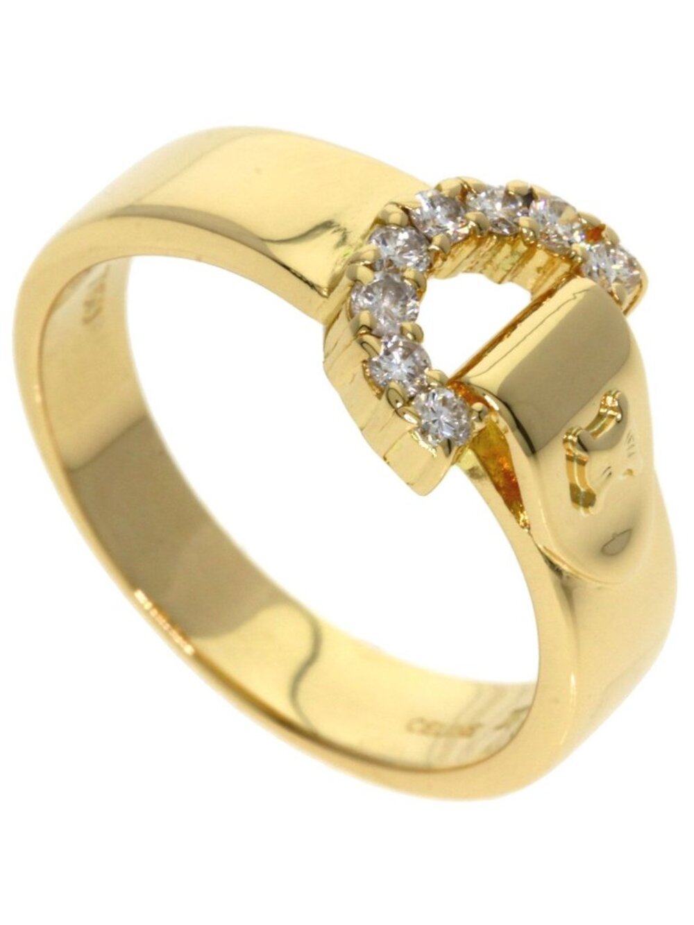 Celine Belt Motif Diamond Ring 18k Yellow Gold